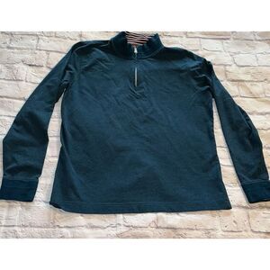Robert Graham Sweater Mens XL Blue Cotton Classic Fit 1/4 Zip Pullover Mock Neck